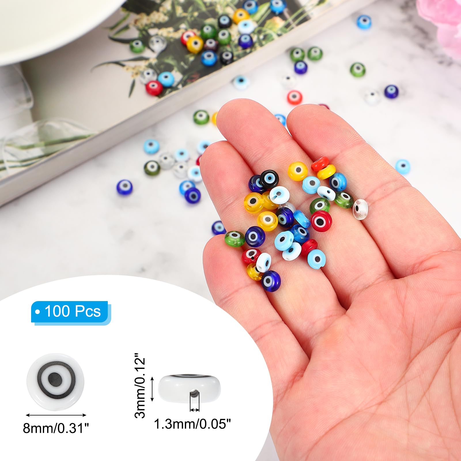 PATIKIL 8mm Flat Evil Eye Beads - Image 2