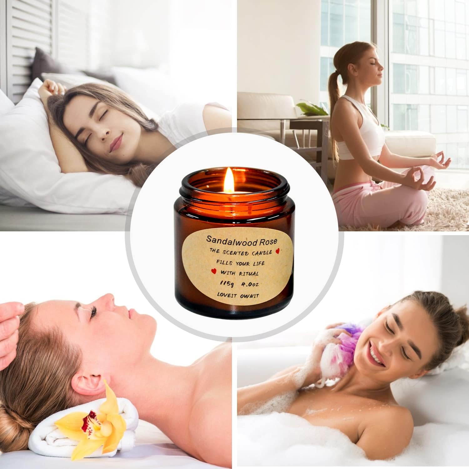 4 Pack Candles for Home Scented, 4 scents 4oz Aromatherapy Scented Candles Jar, 80 Hours Burn, All Natural Soy Wax Candle, Christmas Thanksgiving Mother's Day Birthday Gifts Set : Health & Household