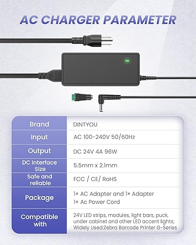 Miniatura 2 de Fuente de alimentación de 24 voltios, 4 amperios, 96 W, adaptador de CA de 100-240 V para tira de luz LED, enrutador inalámbrico, gatos ADSL, HUB,