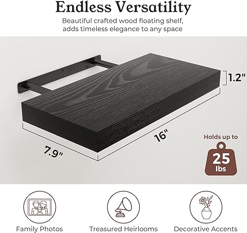 Miniatura 2 de Estantes flotantes para pared, estantes de madera rústica montados en la pared para baño, dormitorio, sala de estar, cocina, estante colgante para