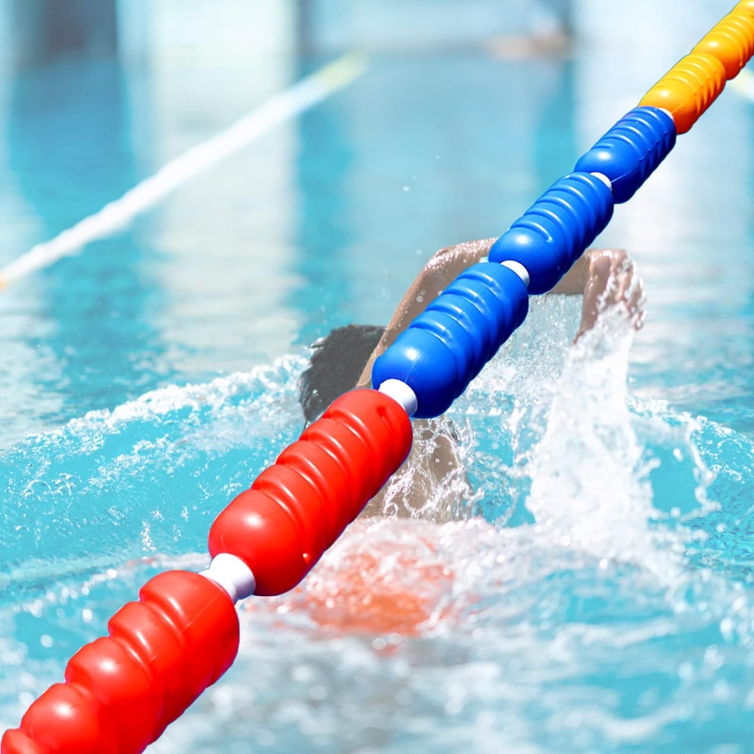 Flotadores duraderos divisores de carriles para Piscinas: línea de natación de Seguridad con Boyas Brillantes y cordón de Nailon de 4 m para el hogar y la Escuela, Nadar en Aguas Poco