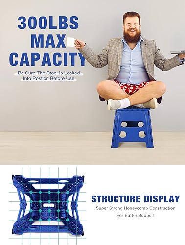 Miniatura 23 de Dyforce Taburete plegable de 9 pulgadas, taburete para niños, taburetes resistentes para adultos, taburetes de pie compactos, taburetes ligeros para