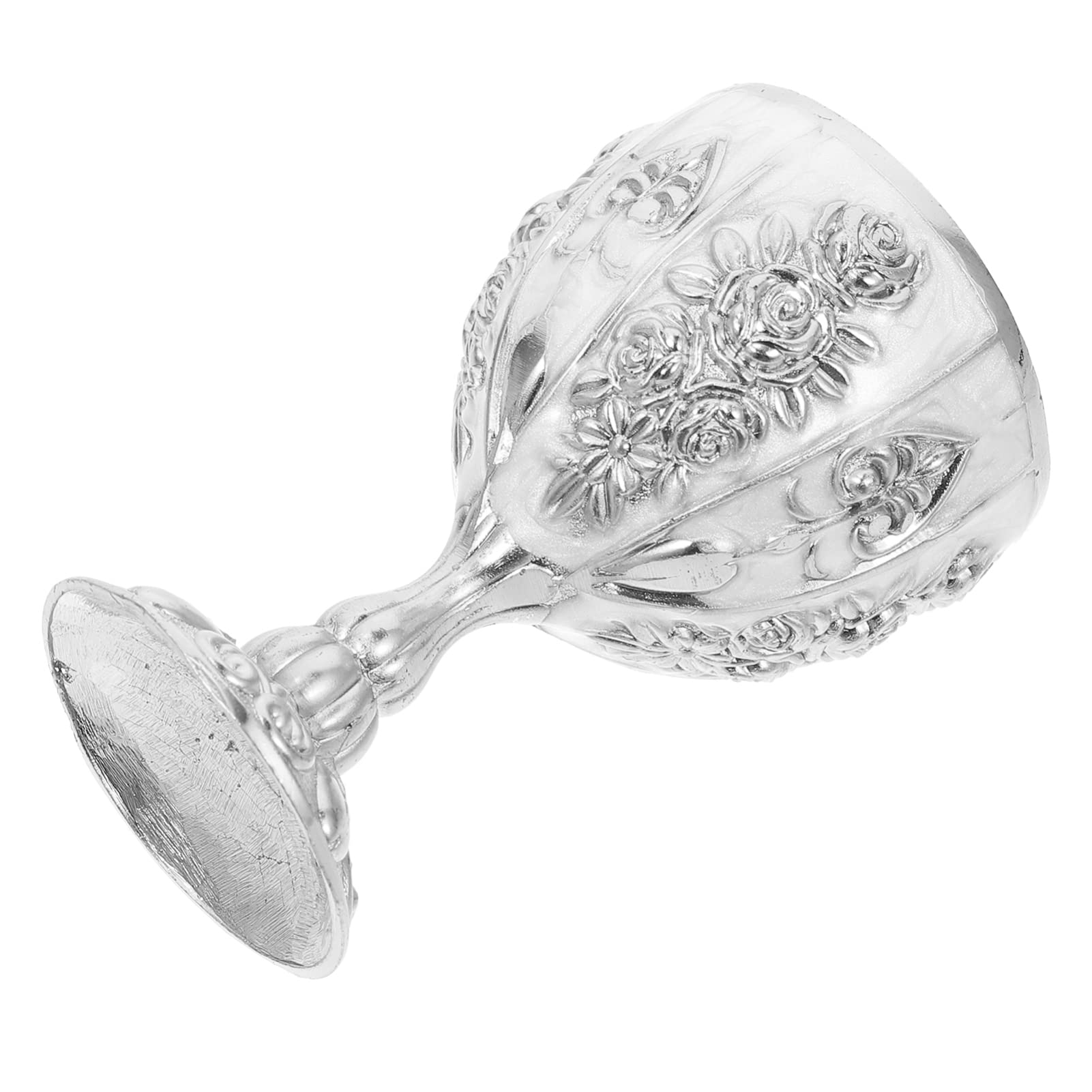 NOLITOY Vintage Mini Wine Glasses Wine Goblet Small Metal Cup Classic Chalice Drinking Cups for Wedding Party Home Decoration Silver