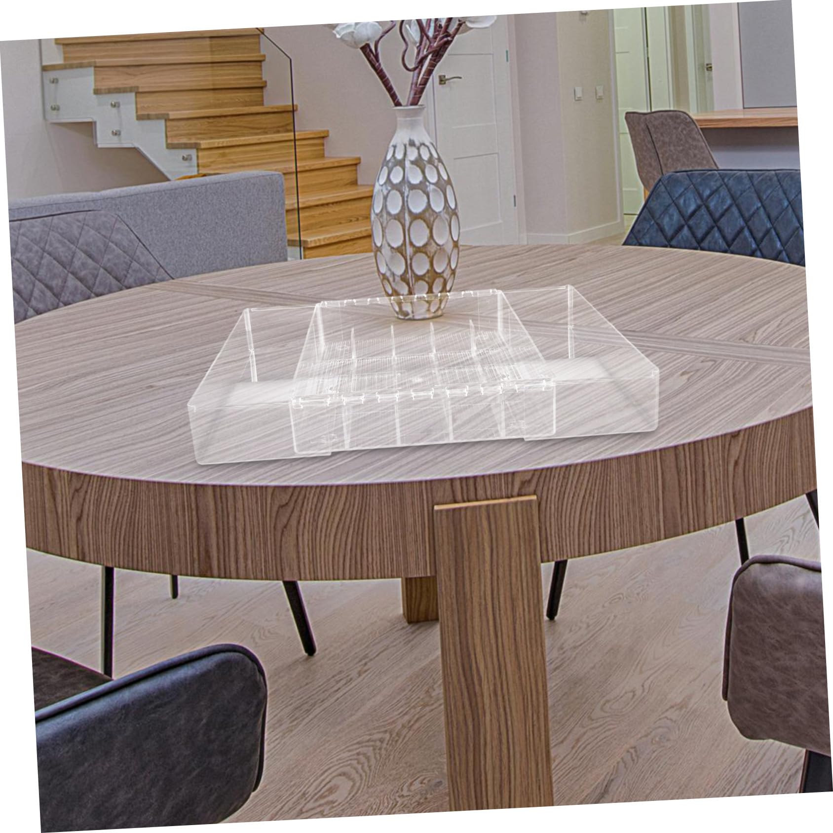 Organizador de Cajones para Cubiertos Extensible Mediano Acrílico Compartimentos Multifunción para Cocina, Oficina y Baño, Bandeja de Almacenamiento Transparente