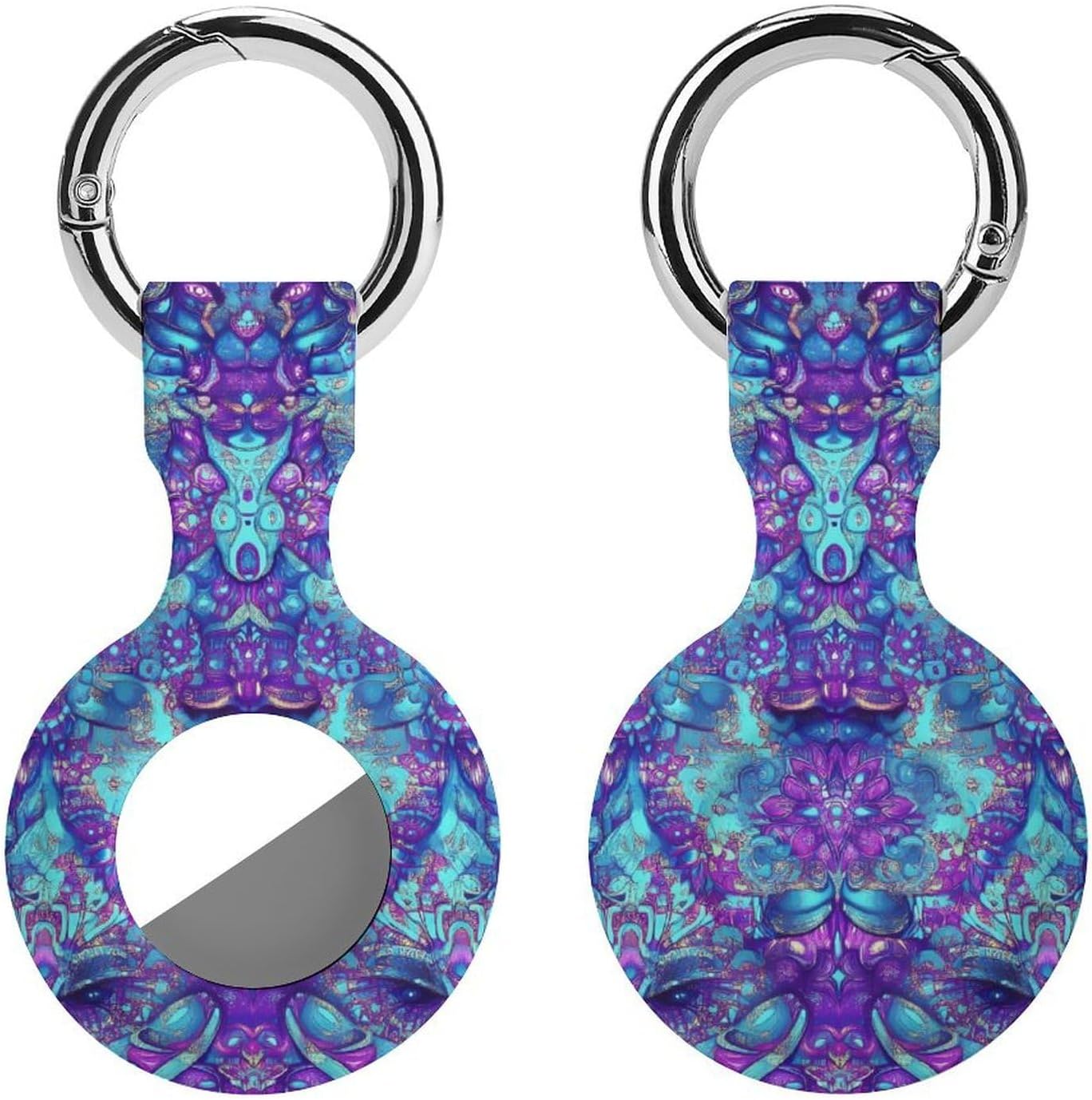 Psychedelic Mandala Hypnosis Case Compatible with AirTag Holder Cover with Keychain Ring for Bags Luggages