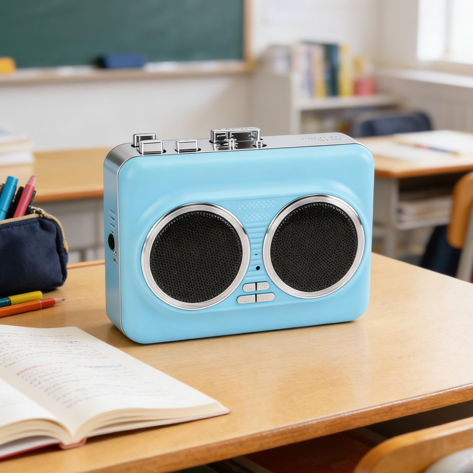 Przenośny Magnetofon Kasetowy, Konwerter Kaset na Cyfrowy, Odtwarzacz Kasetowy z Podwójnymi Głośnikami i Słuchawkami, Idealny do Użytku Przez USB i Zasilanie Bateryjne