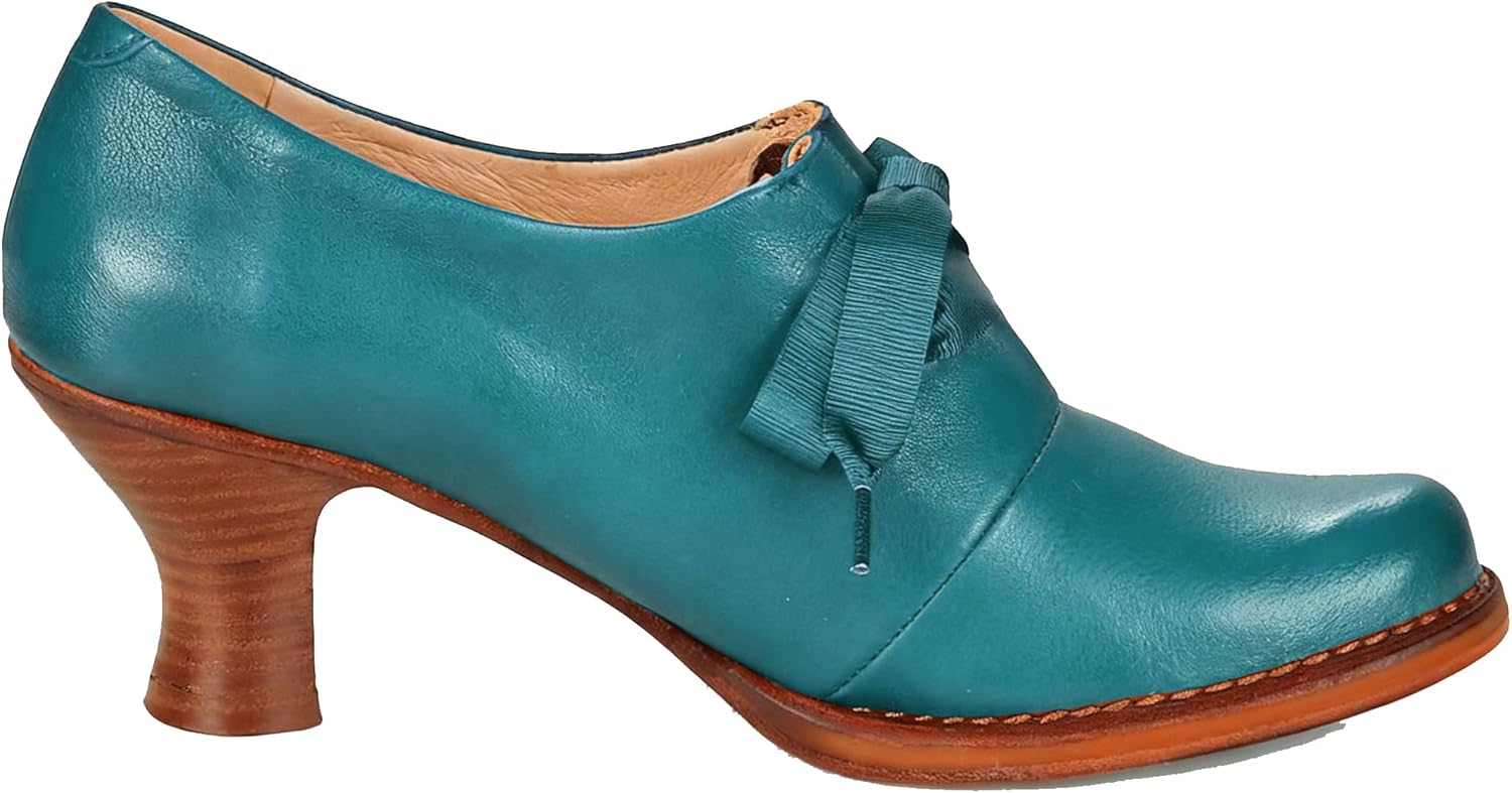 Women Kitten Heel Oxford Loafers Round Toe Lace UP Oxford Pumps Slip On Bow Loafer Pumps 2 inch Stacked Chunky Heel Dress Shoes Retro British Oxford Heels Office Ladies 4-11 M US - Image 4