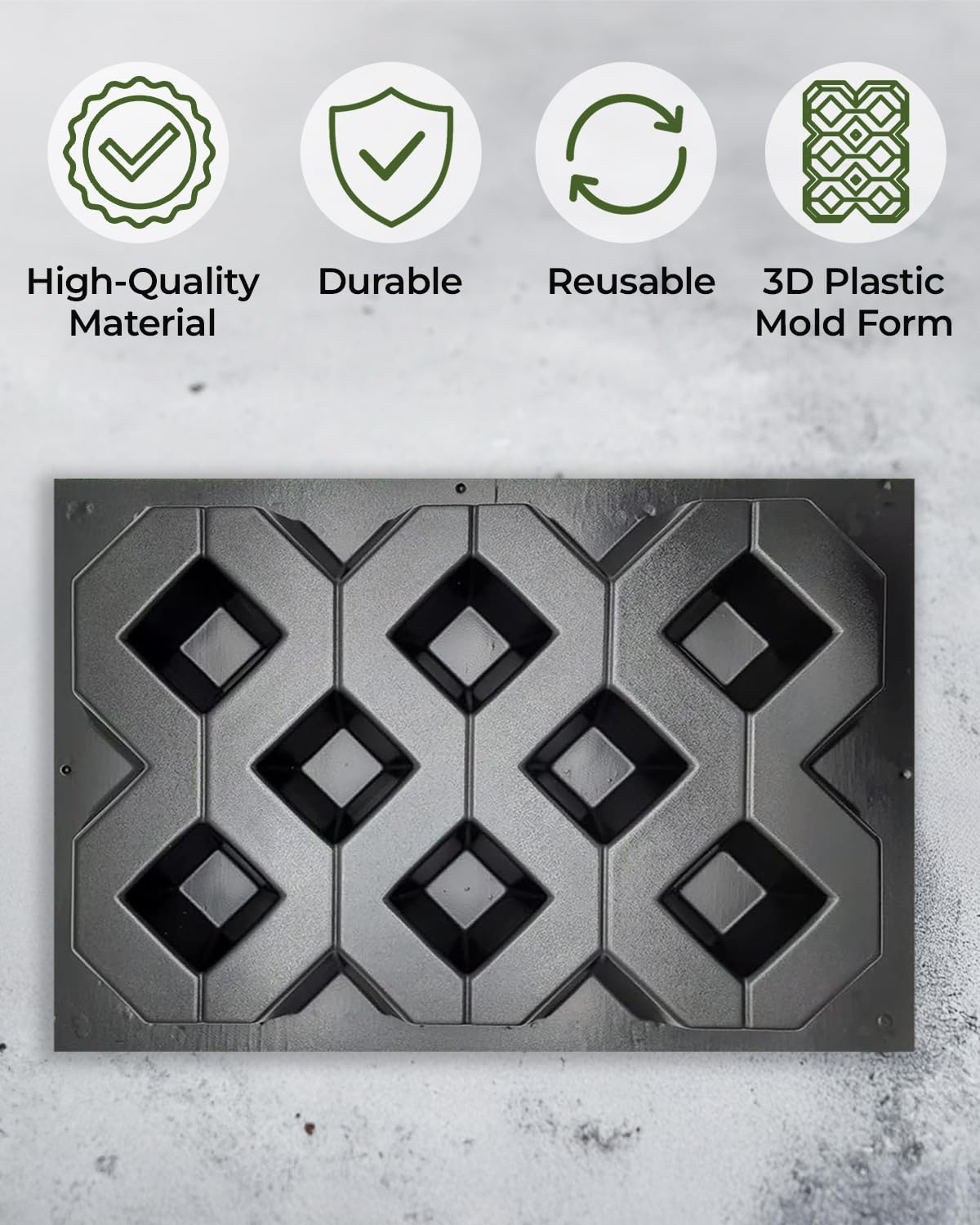 BETONEX Moule à ciment en plastique ABS de 2 mm pour pelouse – Pavé réutilisable – Moule à pavés en béton prémoulé – Moulage de chemins de jardin, allée, trottoir