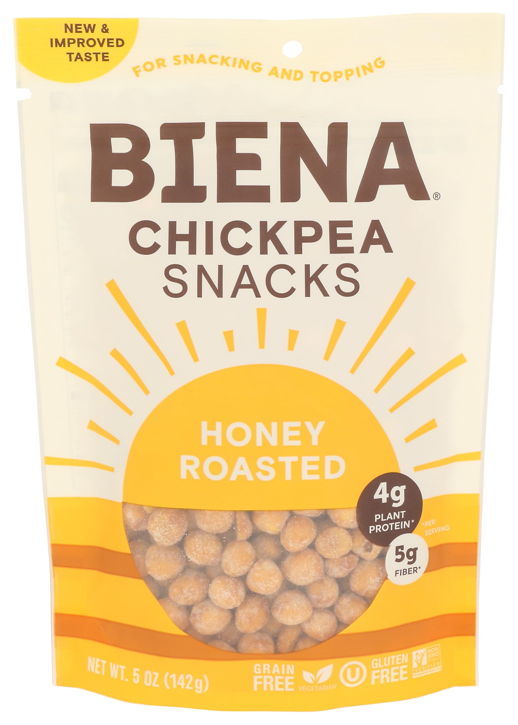 Biena Chickpea Snacks, Honey Roasted, 5 Ounce