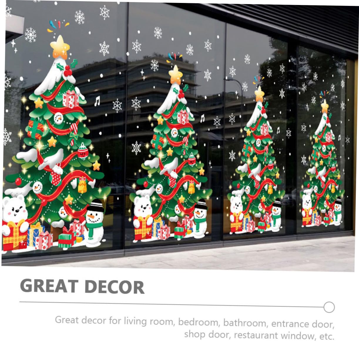 Cabilock 5 Hojas De Pegatinas Para Árboles De Navidad Luces Navideñas Para Ventanas Calcomanías Para Pared De Guardería Calcomanías Navideñas Para Ventanas Adornos Navideños Bolas