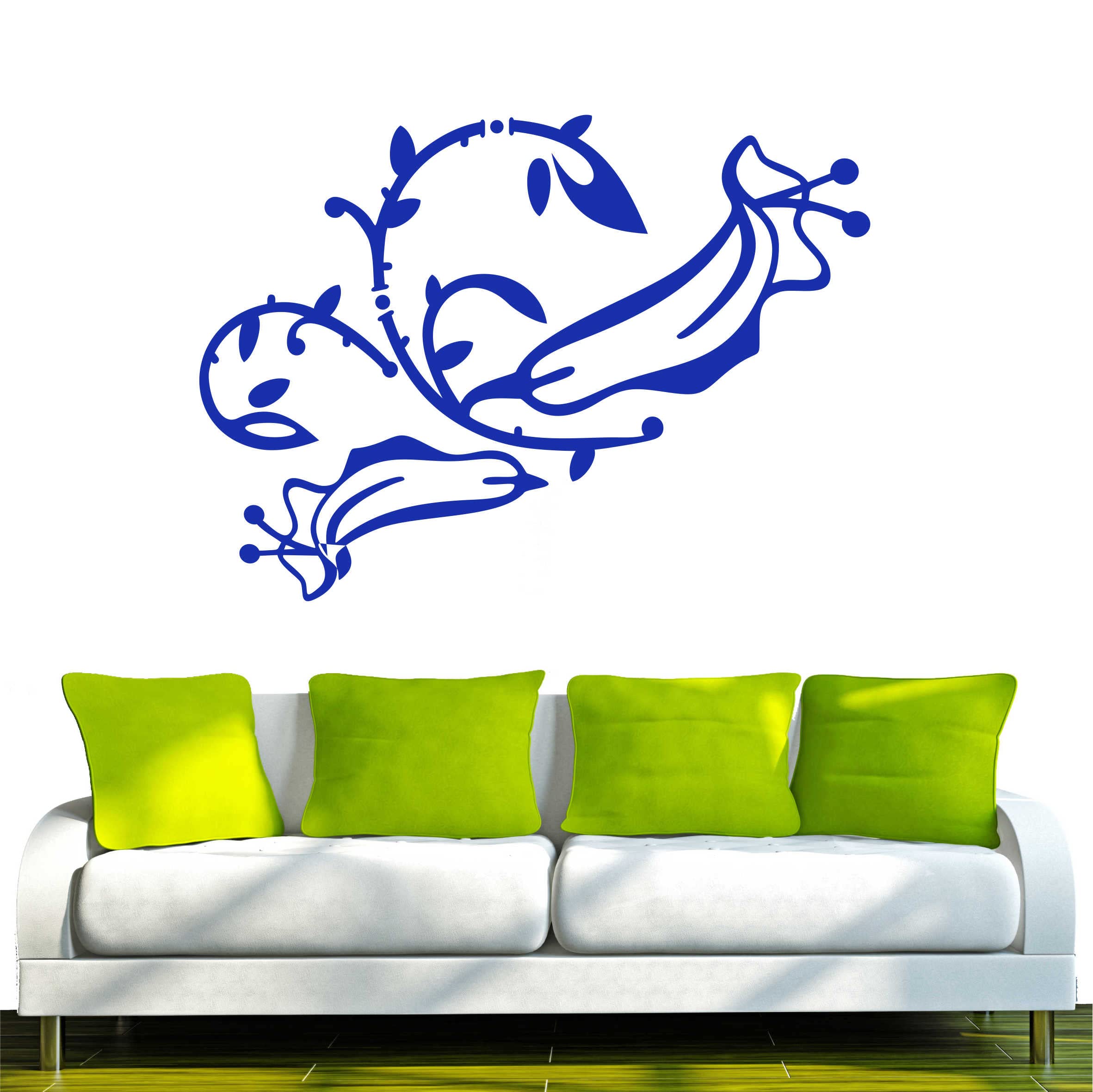 INDIGOS UG - Wandtattoo Wohnzimmer - Wandaufkleber Blume 160x116 cm - blau f67 - Aufkleber Kinderzimmer Schlafzimmer Küche Badezimmer Büro Dekoration