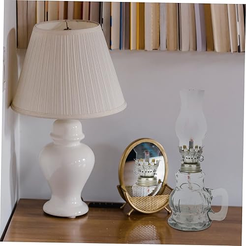 Miniatura 6 de Kisangel Lámpara de cristal elegante del queroseno del vintage de la linterna del aceite para el ambiente casero a prueba de viento