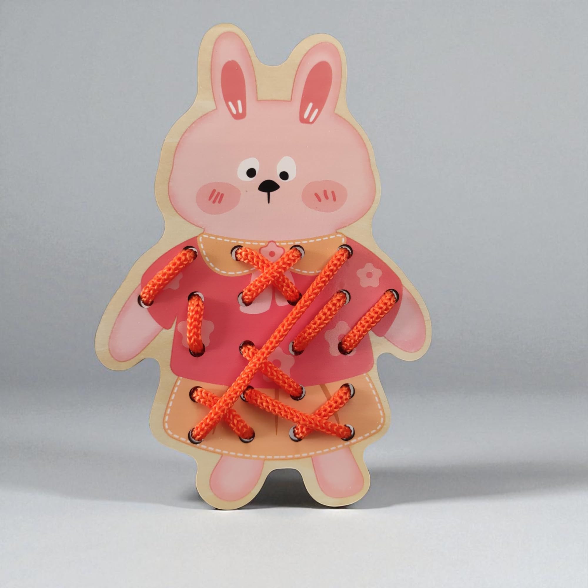 Wooden Animal Lacing Toys for Kids, Educational Threading Game Set with Dog, Bunny, Elephant and Bear, Fine Motor Skills Development 3