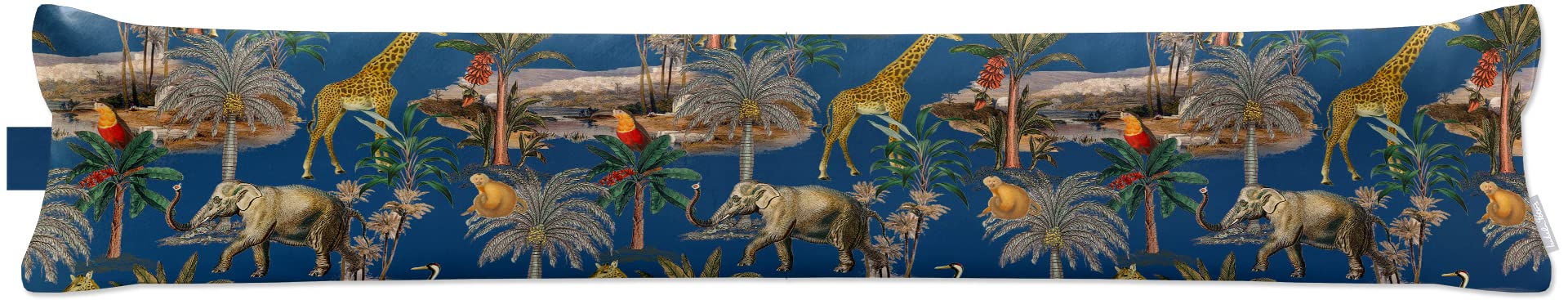 Izabela Peters Estate Blue Luxurious Eco-Friendly Draught Excluder - Safari Voyage - Standard - Window Door Seal, Fabric Draft Excluder Cushion Stopper For Door Bottom