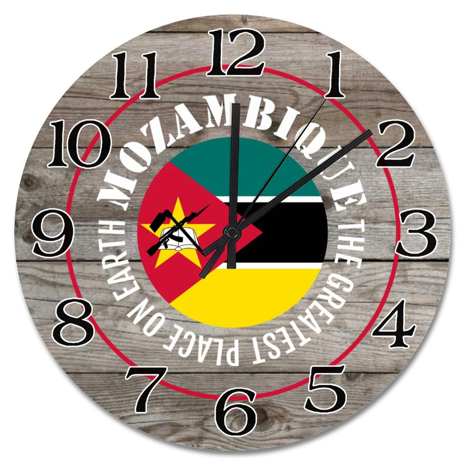 Horloge murale ronde décorative Mozambique pour cadeau de salon