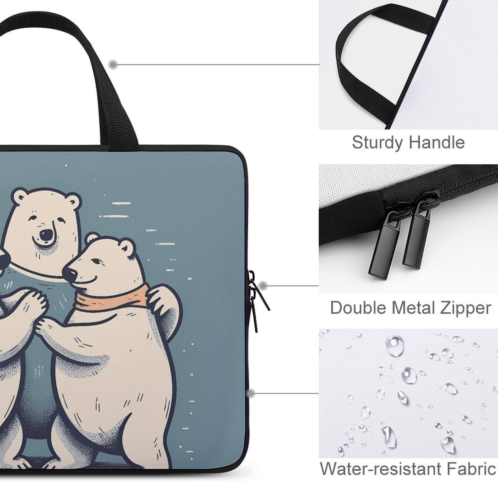 Bear Dancing - Custodia per computer portatile da 17", ultrasottile, impermeabile, con cinghia da polso