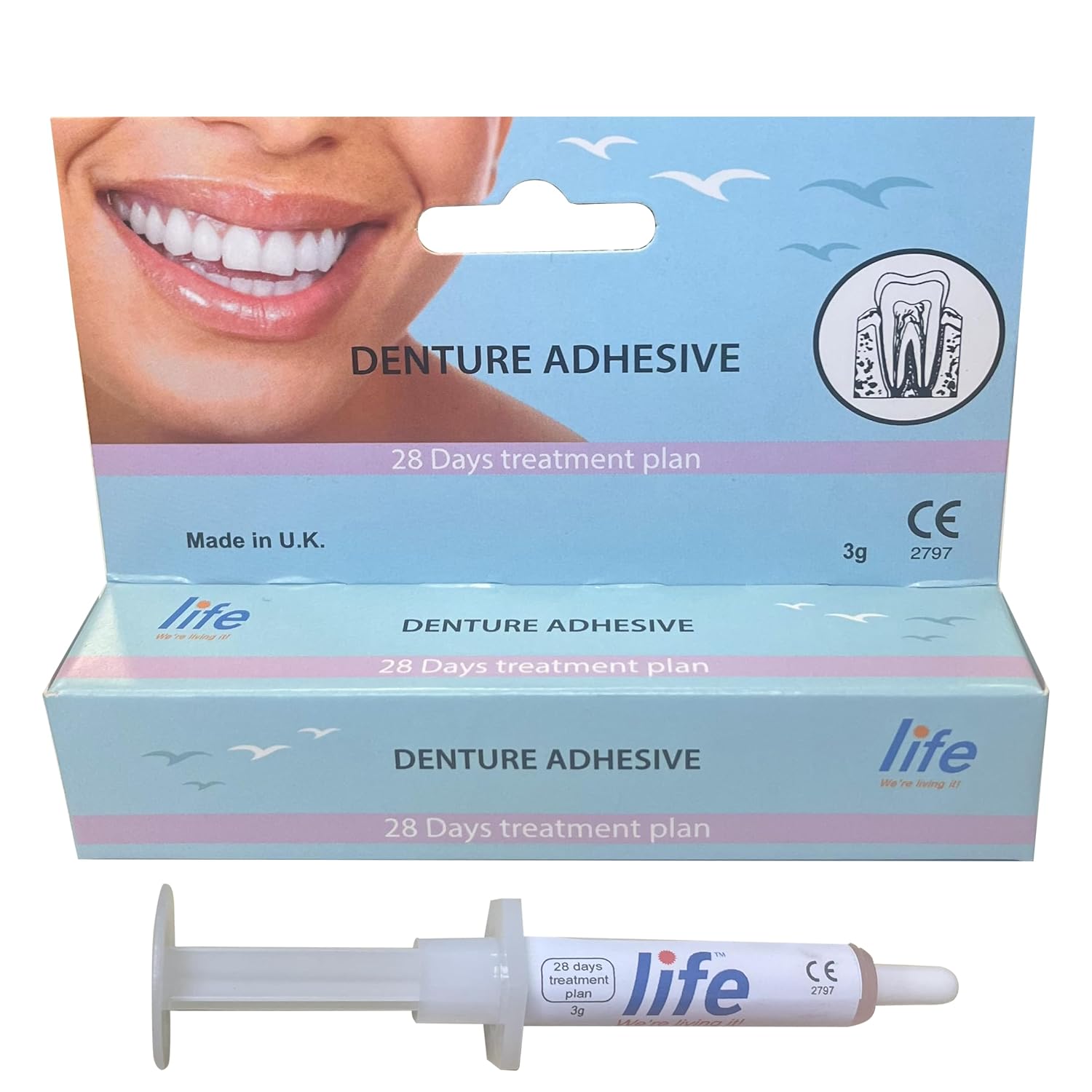 LIFE Denture Adhesives Professional Denture Adhesive for Full or Partial Dentures Max Hold