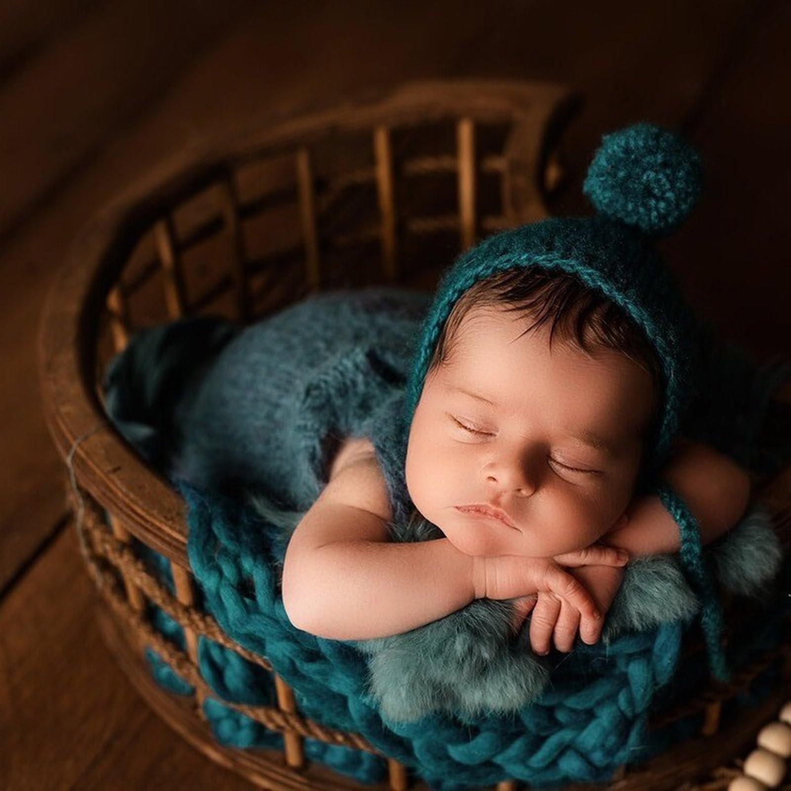 Cestino in legno retrò per fotografia infantile neonato puntelli foto letto multifunzionale fotografia sedia accessori regalo bambino ragazze ragazzo foto accessorio