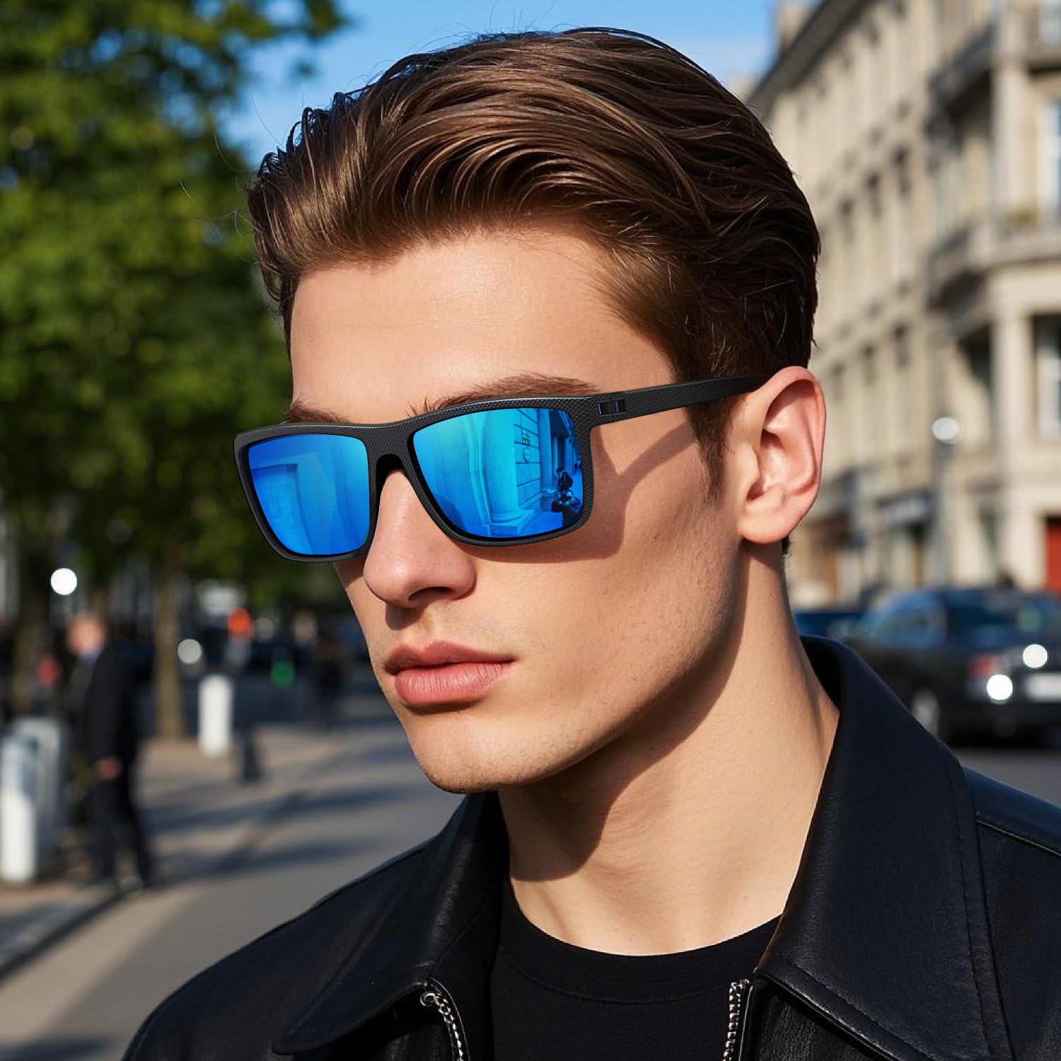 Perfectmiaoxuan Occhiali da sole uomo donna Polarizzati Guidare la Pesca all'aperto Montatura infrangibile Occhiali Quadrata TR90 Montatura Leggero Protezione UV400 Sunglasses