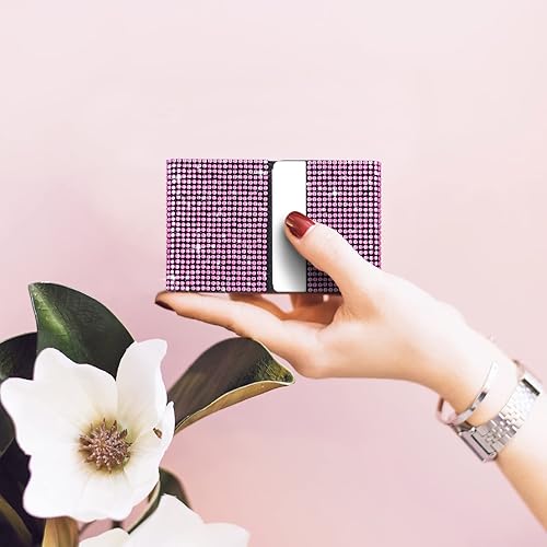 Miniatura 7 de Woanger Tarjetero de piel sintética con diamantes de imitación, 2 unidades, para tarjetas de crédito, tarjetero de bolsillo para mujer, tarjetero