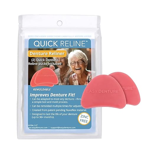 Quick Reline (Boil & Fit) Denture Reliner Kit; For Use with Full or Partial Denture, 2 Denture Reline pucks included with each kit, Remold and adjust mulitple times, Zinc-free, No More Loose Dentures!