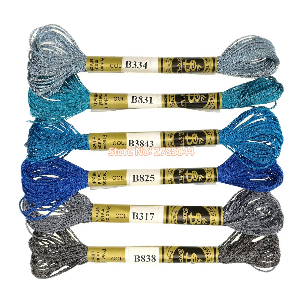 GUOCHENJIE Multicolor Metallic Embroidery Thread Shiny Cross Stitch Floss Threads on Skeins Sewing Kit