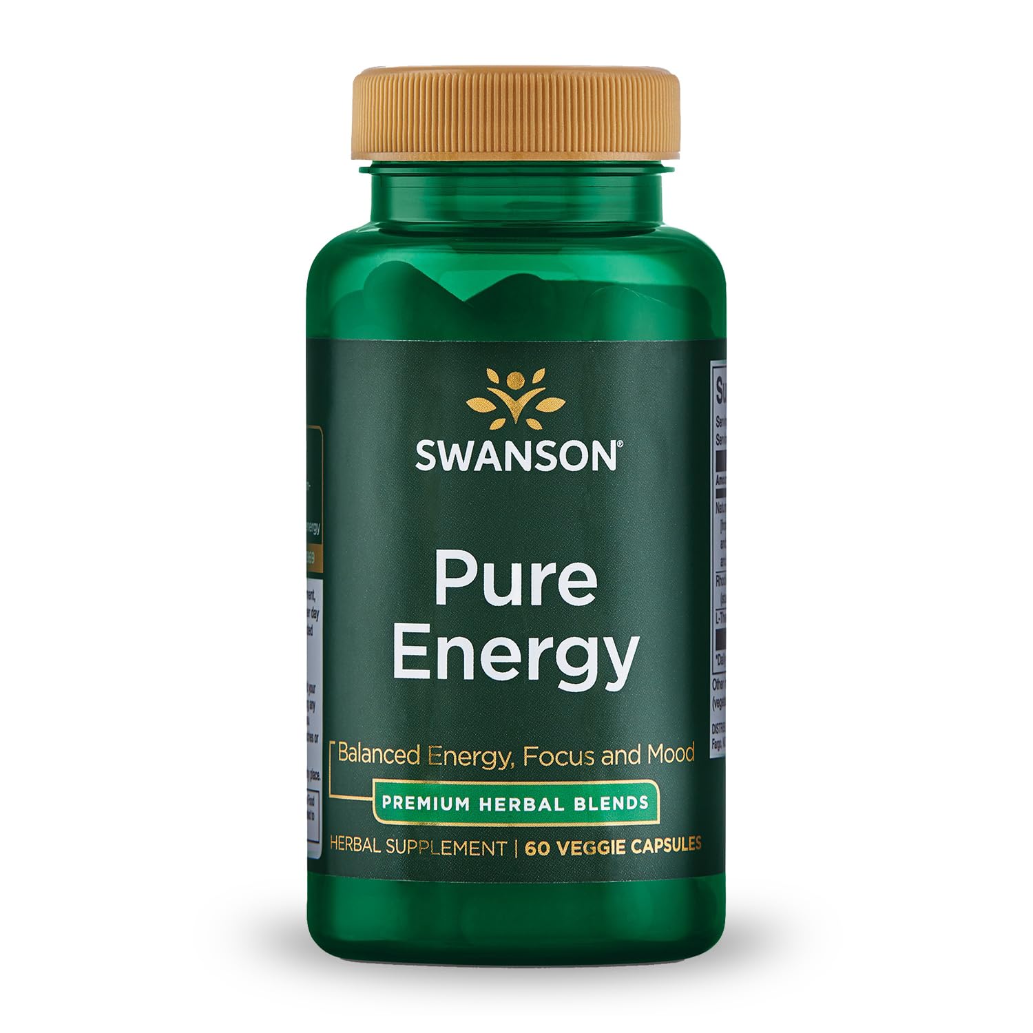 Pure Energy Metabolism Concentration Focus Support Stress Management Adaptogenic Herbs Herbal Supplement 60 Veggie Capsules (Veg Caps) Vegan