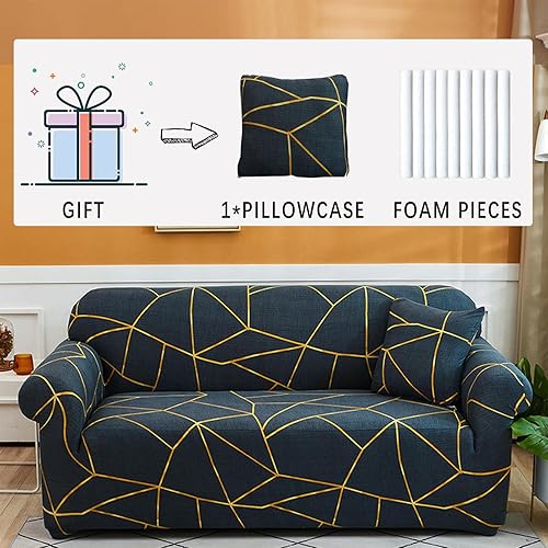 Miniatura 2 de Funda elástica para sofá estampada, con una funda de cojín separada para sofás de 3 cojines, lavable, protector universal de muebles (L, línea