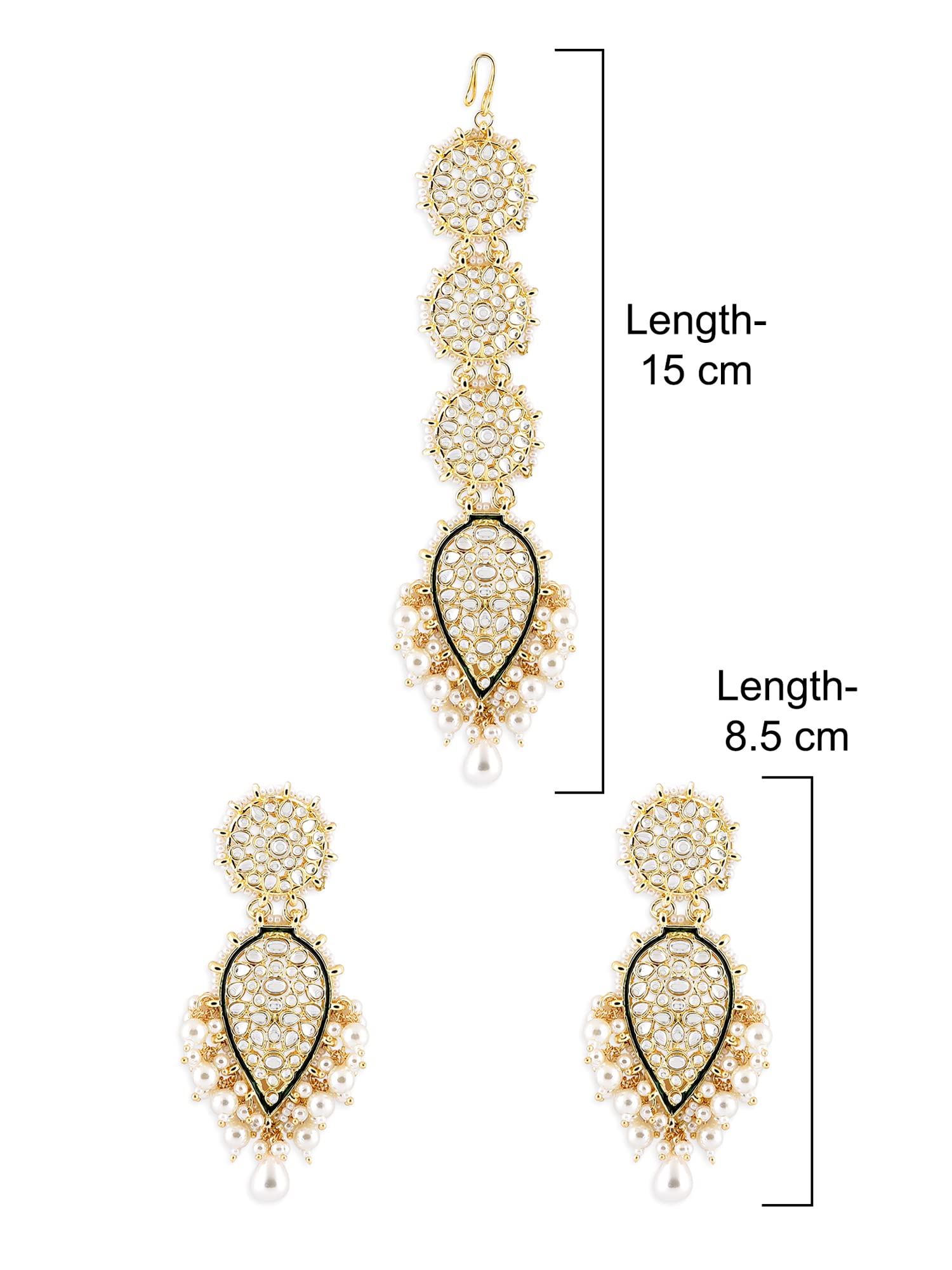 Traditional Kundan Dangle Earring & Maangtikka Set For Women