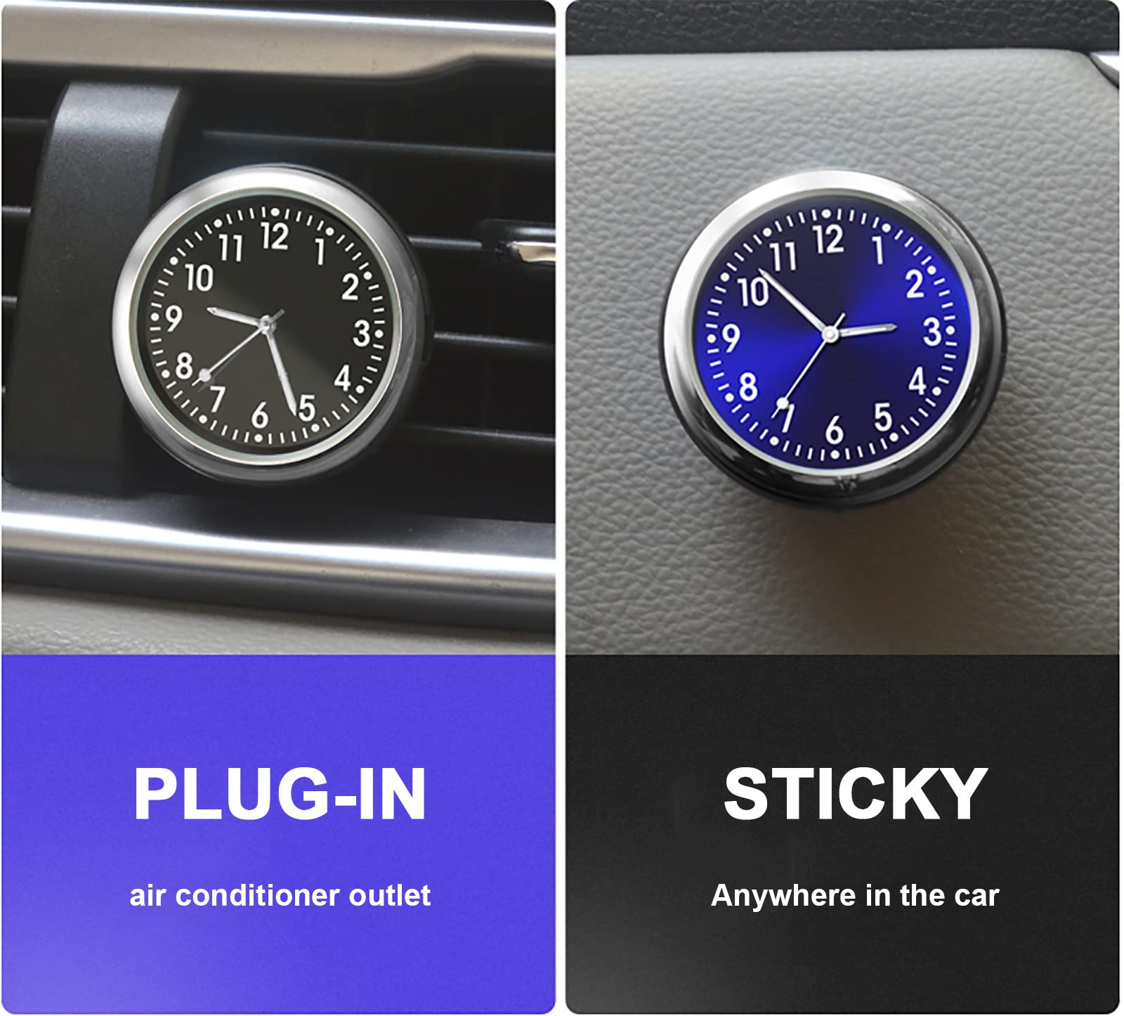 Thermomètre Horloge Voiture Avec Clip - Mini Horloge LED Tableau De Bord