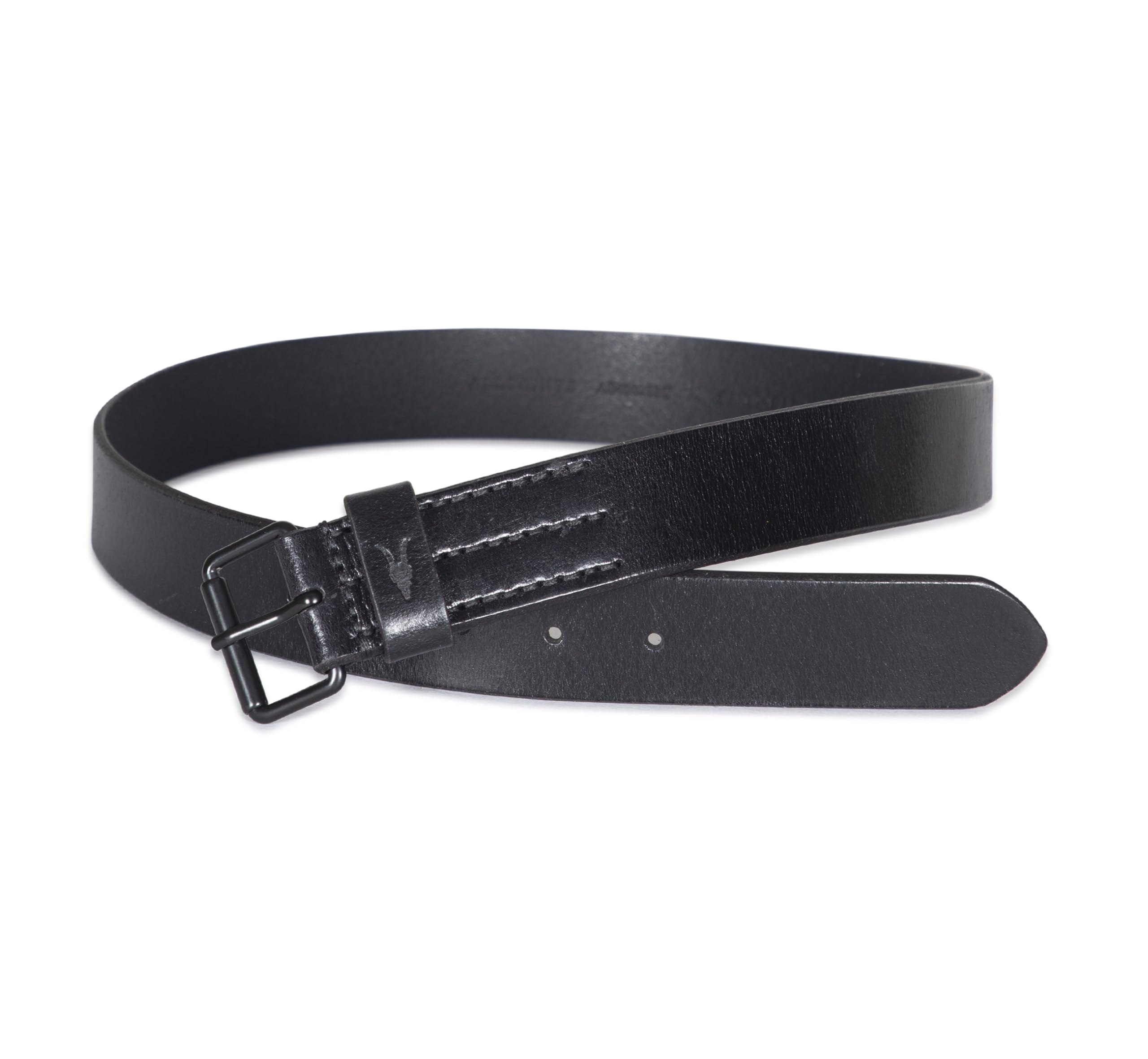 AllSaints Men's 1.5 Inch Flat Strap Leather, Casual Belt with Matte Metal Buckle, Black, 36