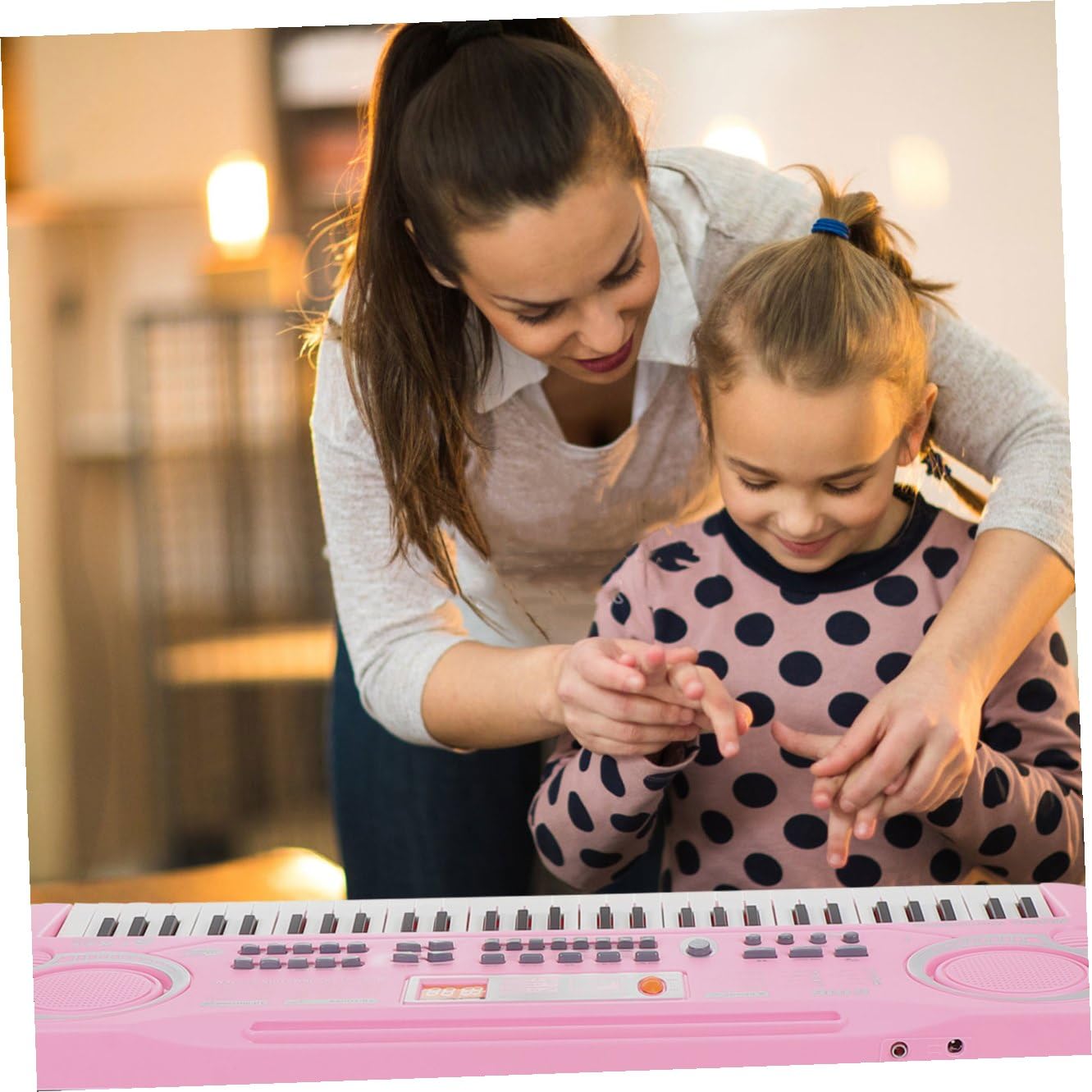 Juguete de Piano Electrónico de Simulación 61 Teclas Rosa para Niños