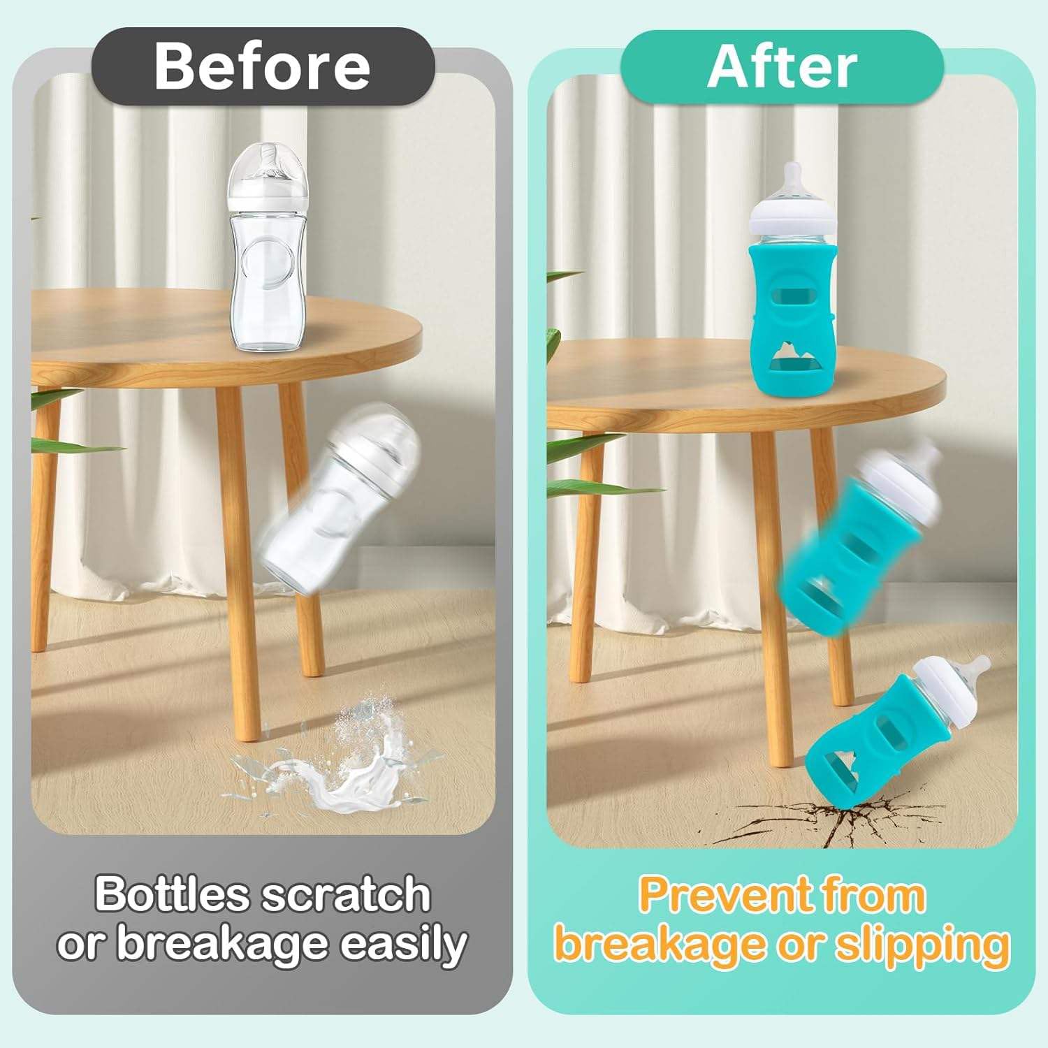 iLulala 4PCS Silicone Sleeves for Avent Natural Glass Baby Bottles Anti Breakage Baby Bottle Holder Compatible with Philips Avent Glass Natural Baby Bottle 8 oz - Image 4