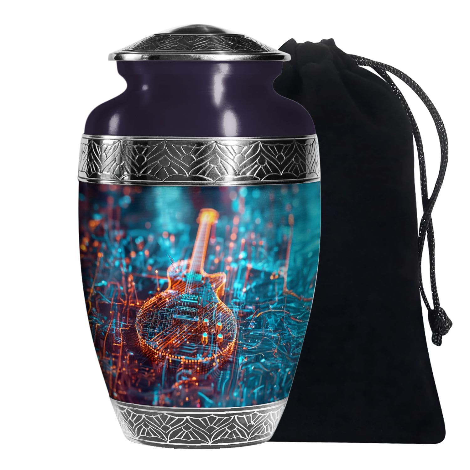Guitar urns, urns for Human Ashes Adult Man, urns for Human Ashes Adult Female, Cremation urns, Burial urns for Adult Human Ashes (Size -10 Inch), Large Abstract Swirl urn for Ashes Adult Male