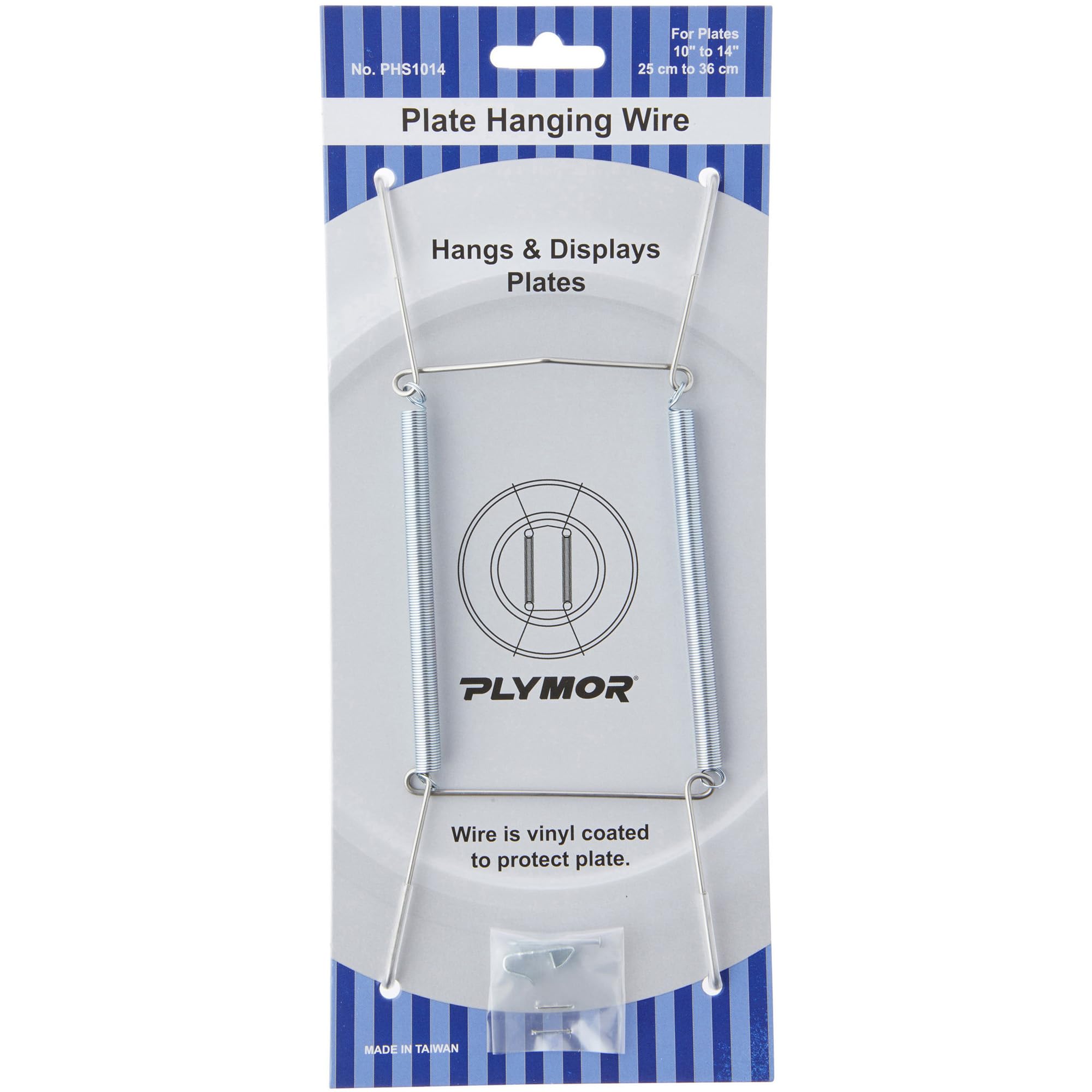 Plymor Stainless Steel Wall Mountable Plate Hanger, 8" H x 3" W x 0.5" D (For Plates 10" - 14"), Pack of 3