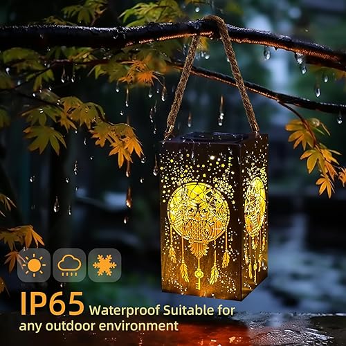 Miniatura 6 de Faroles solares para colgar al aire libre, búho hacia fuera, decoración de metal, linterna solar impermeable, luz LED decorativa para jardín, patio,