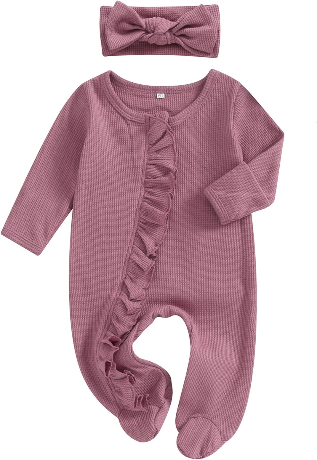 Newborn Baby Girl Fall Winter Outfits Clothes Knit Jumpsuit Ruffle Romper Newborn Coming Home Outfit for Baby Girl