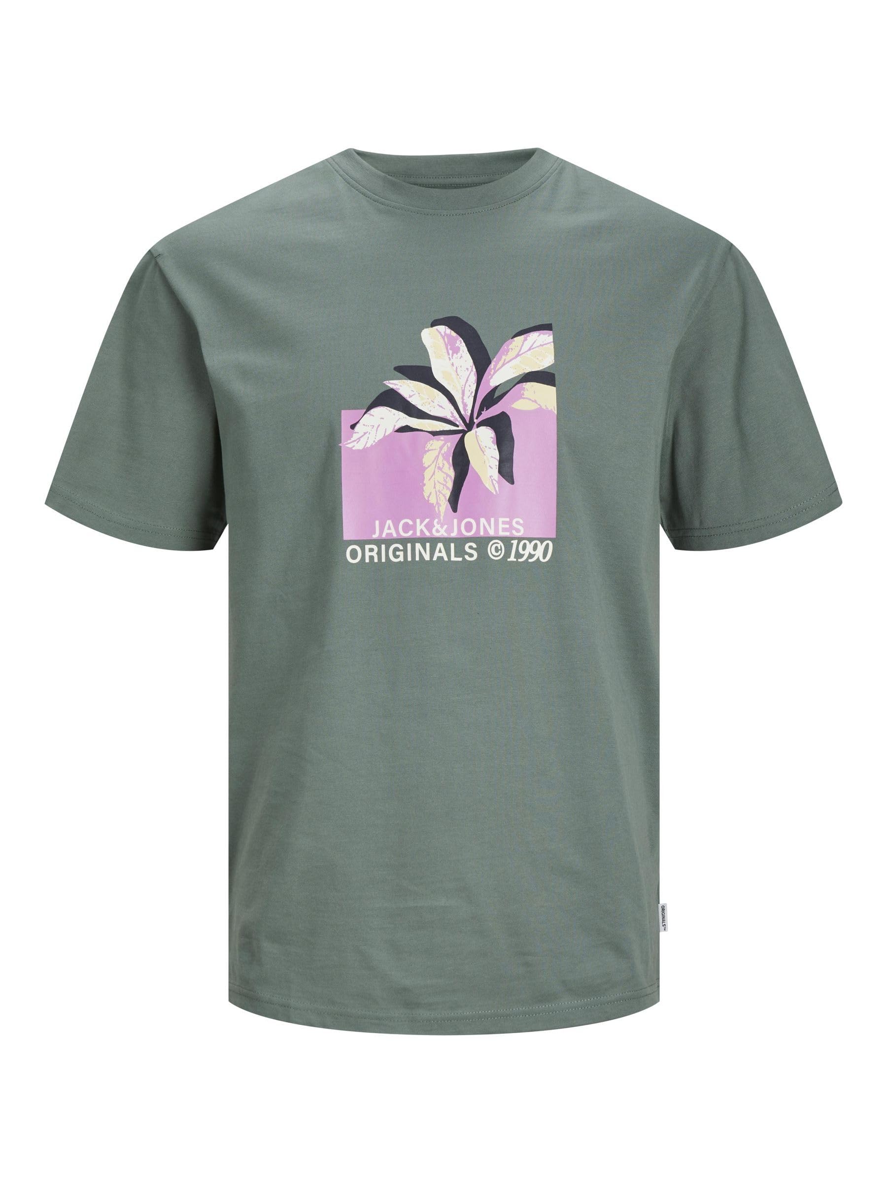 JACK & JONES JORTAMPA AOP Branding Tee SS C.N SN, Laurel Wreath, M