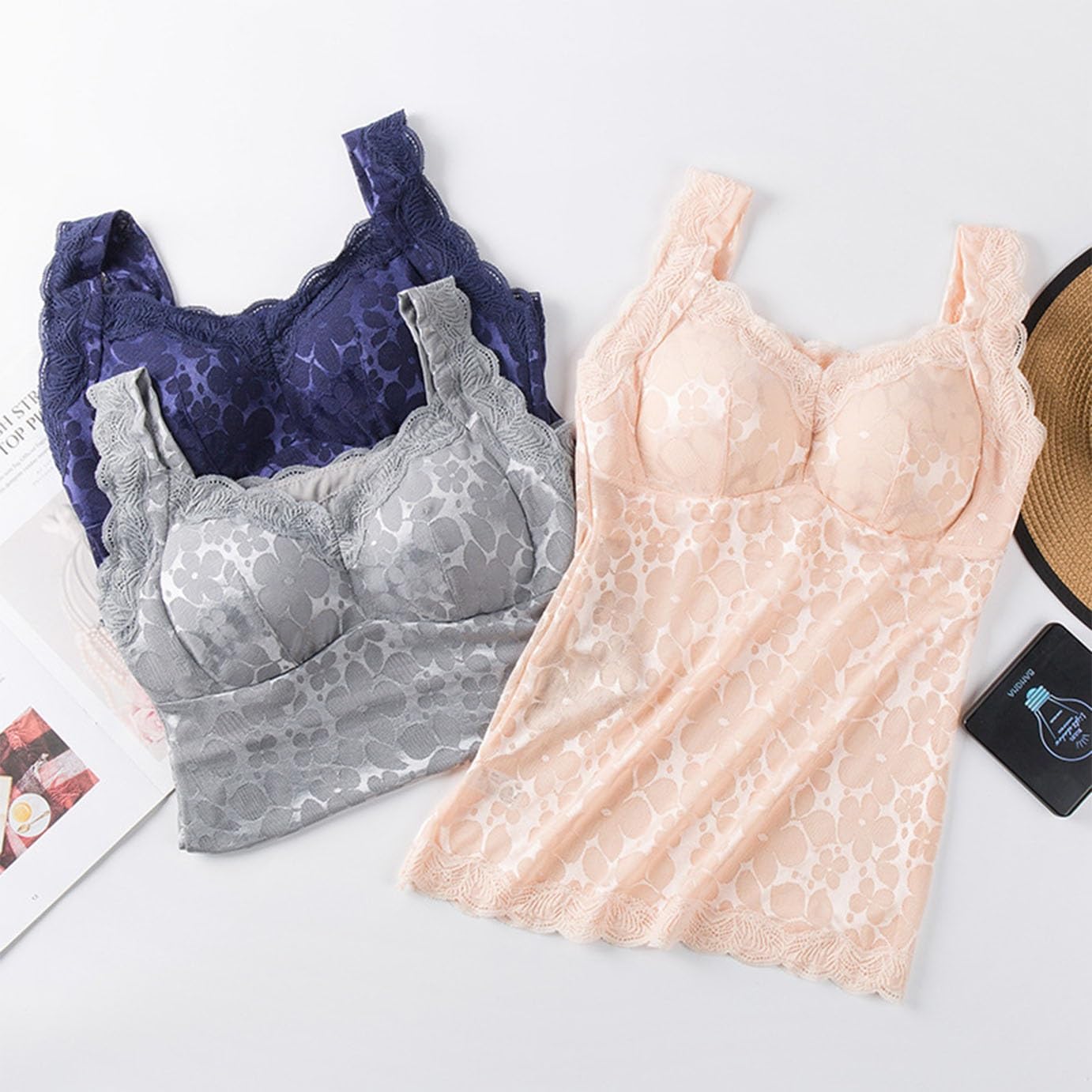 TTDGYYXW Damskie topy na ramiączkach podkoszulki z miseczkami na piersi biustonosz bielizna modelująca podkoszulki bezprzewodowe body dolne codzienna kamizelka sportowa do jogi
