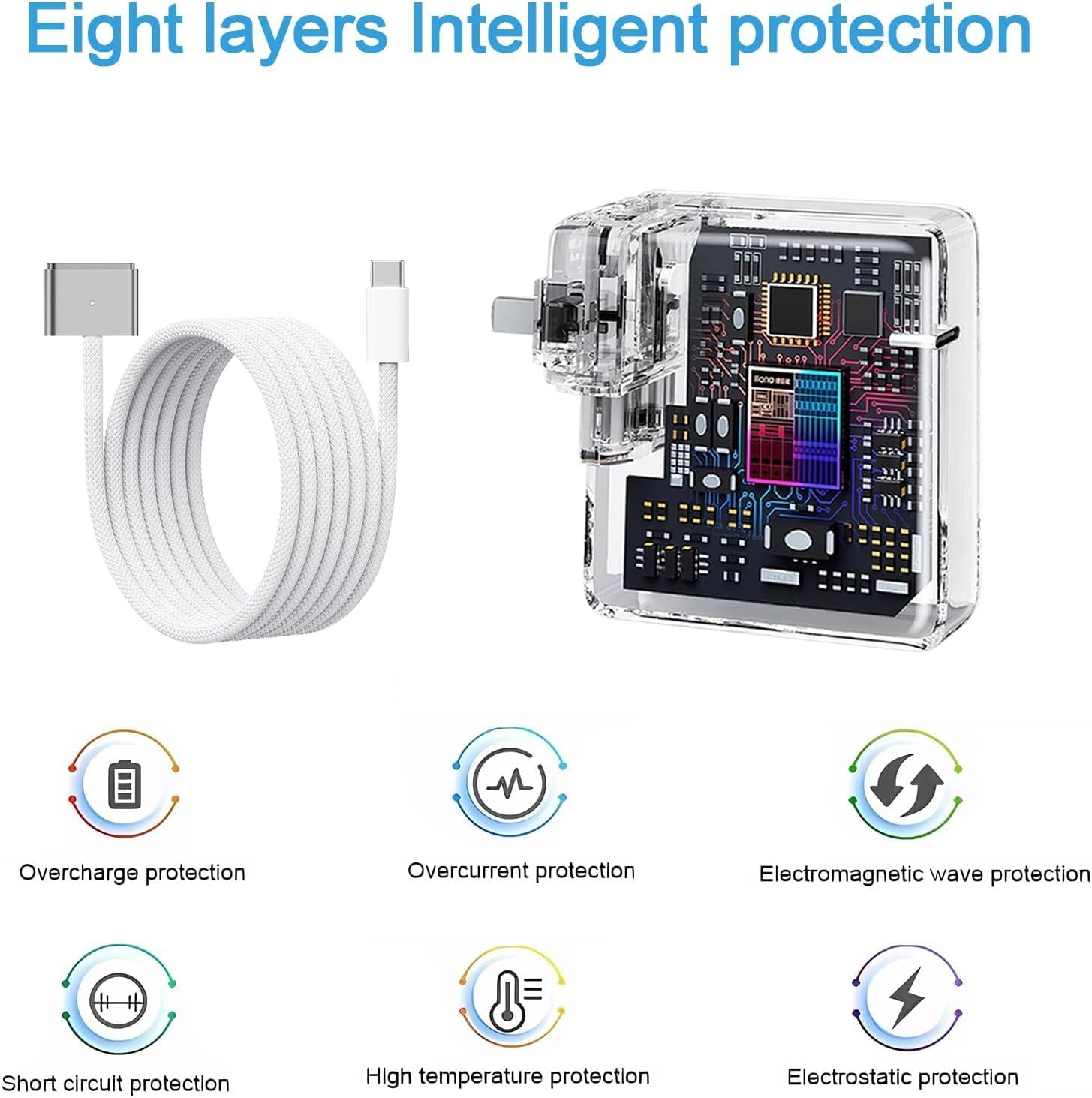 96W Mac Book Pro Charger,USB-C Power Adapter Charger for 14 16 inch 2021 2023 M1 M2, 13 15 inch M2 M3 2022 2023 2024, 6.6 FT Braided Magnetic USB-C to Mag 3 Cable with LED Indicator