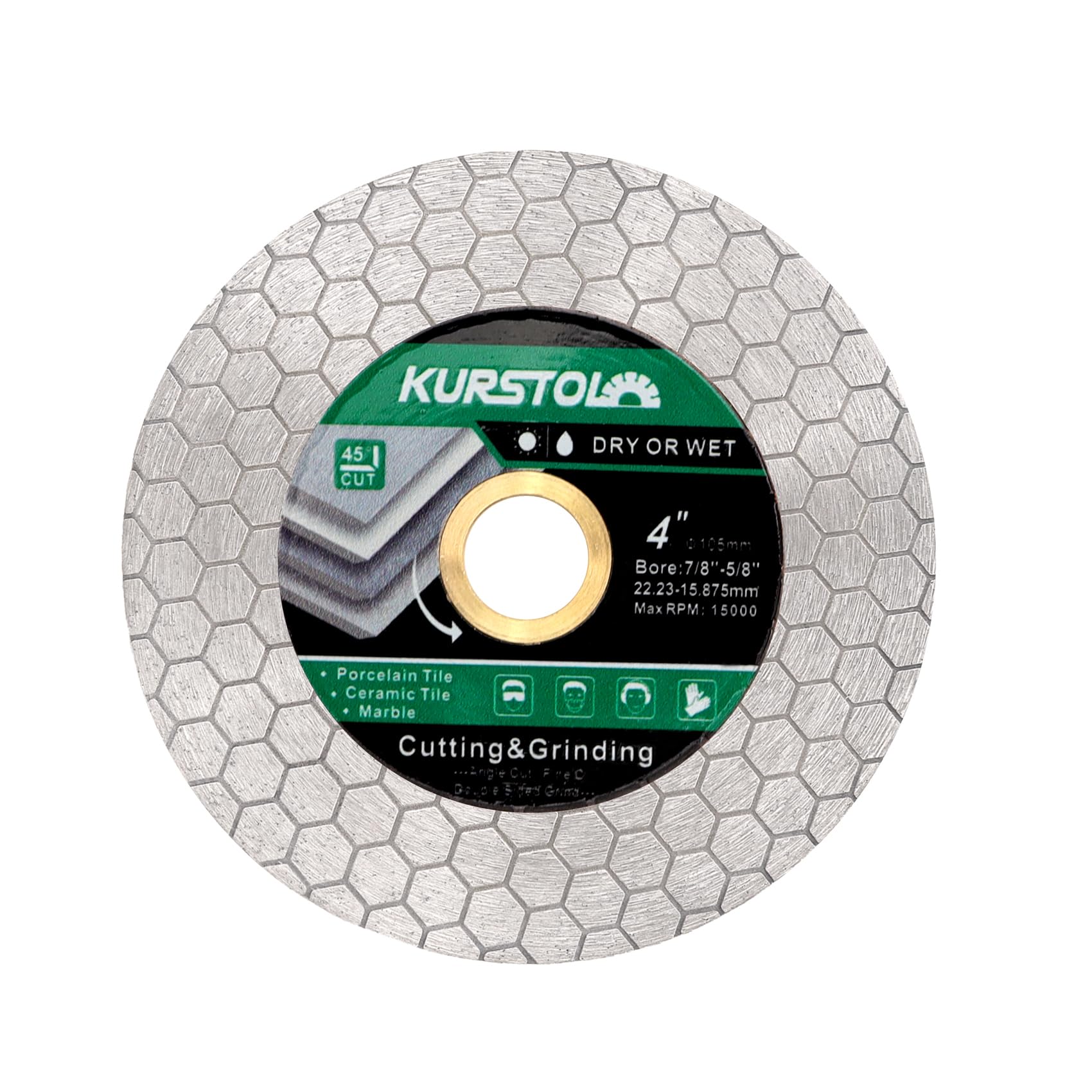 KURSTOL Tile Diamond Saw Blade - 4"/105mm Dual-Purpose Diamond Cutting Disc,Angel Grinder Blade Arbor 7/8"-5/8" for Cutting and Grinding Ceramic Tiles,Porcelain,Granite,Marble — image 1