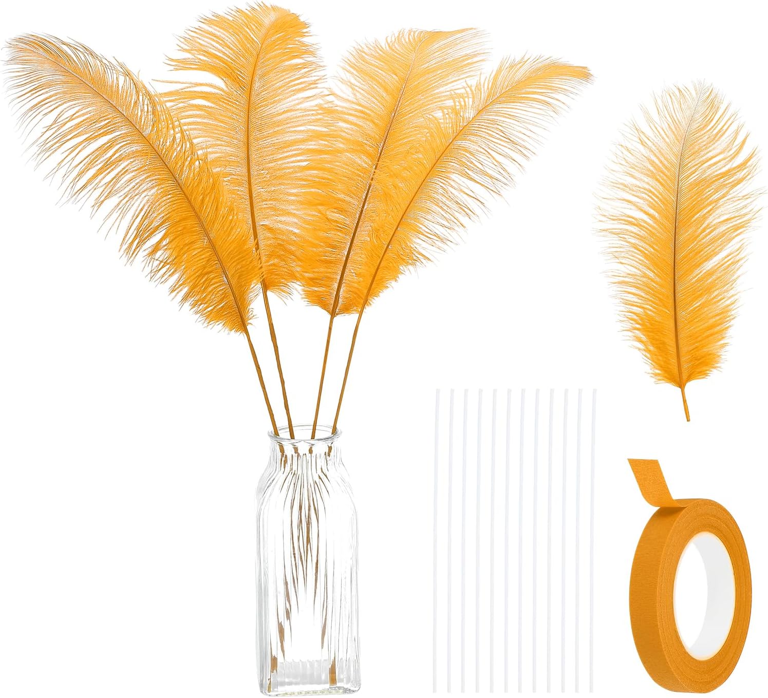 PATIKIL 24 Pcs Natural Ostrich Feathers 12-14 Inch / 30-35 CM Large Ostrich Feather Kit for Crafts, Vase, Home Decoration, Wedding, Party, Centerpieces, Flower Arrangement (Lotus Pink)