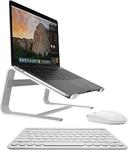 Macally Compact Bluetooth Keyboard, Comfortable Bluetooth Mouse, and an Ergonomic Laptop Stand, The Perfect Setup