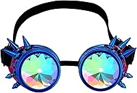 Vista 125 de Gafas de caleidoscopio retro con pinchos, gafas de cristal arcoíris steampunk estilo soldadura, gafas de cosplay punk
