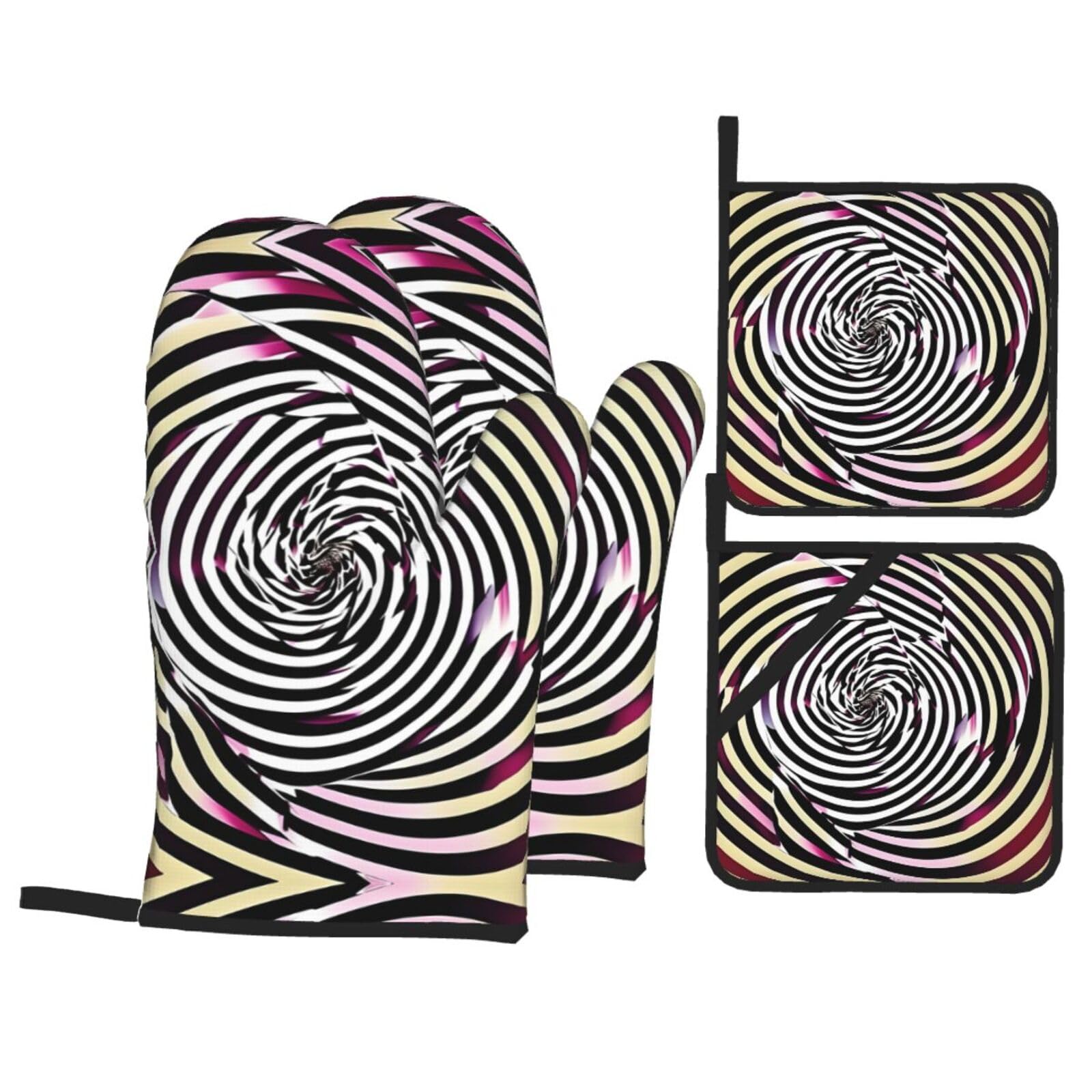 spiral optical illusion gif Print Stylish 4-Piece Microwaving Oven Waterproof Kitchen Gloves Baking Holiday Cooking
