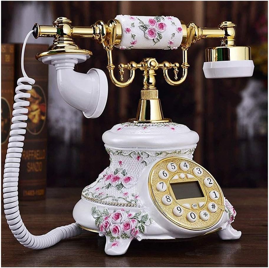 Fixed Phone Retro Phone Home Living Room Retro Resin Fixed Decorative Phone Phone for Home Office Decoration with Dial Button