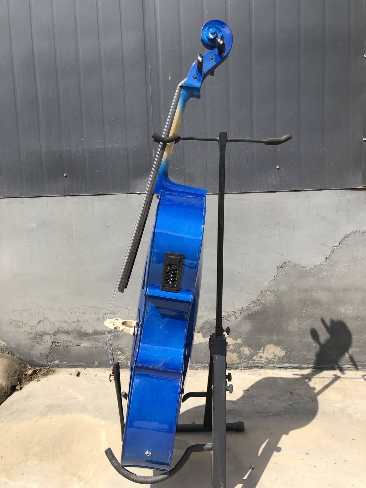 Violonchelo acústico eléctrico 4/4 madera de pícea de arce macizo accesorios de ébano sonido dulce con arco de bolsa de violonchelo (azul)