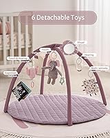 Vista 3 de Tapete de Juego para Bebé Blissful Diary, Alfombra de Tiempo de Barriga para Actividad con 6 Juguetes Desmontables para el Desarrollo Sensorial