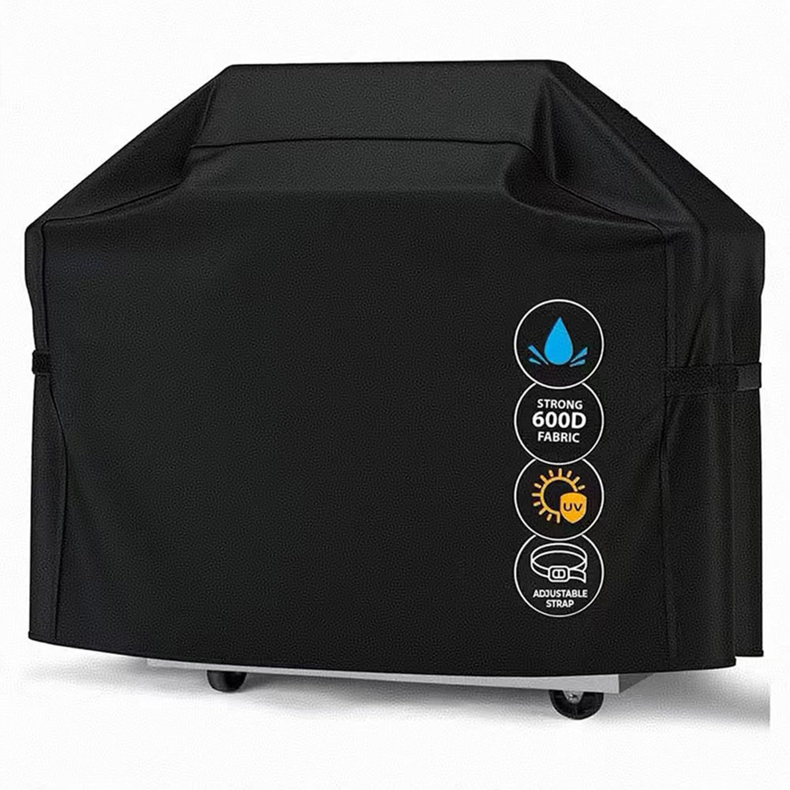 Funda resistente para parrilla de barbacoa para exteriores, impermeable, resistente a la intemperie, a los rayos UV y a la decoloración, con correas ajustables, 600D Oxford, resistente, grande (147 x