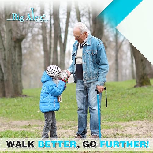 Miniatura 7 de BigAlex Bastón de caminar ligero y plegable con mango TPR suave y cómodo para adultos mayores y ancianos, mango más grande para mayor comodidad, Azul